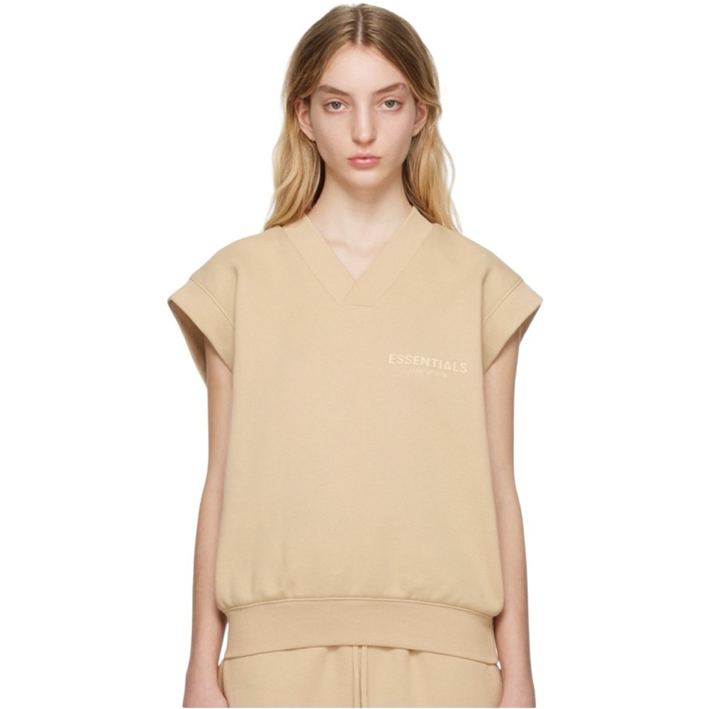 Fear of God Essentials NWT Golden Beige V-Neck Vest Size Medium